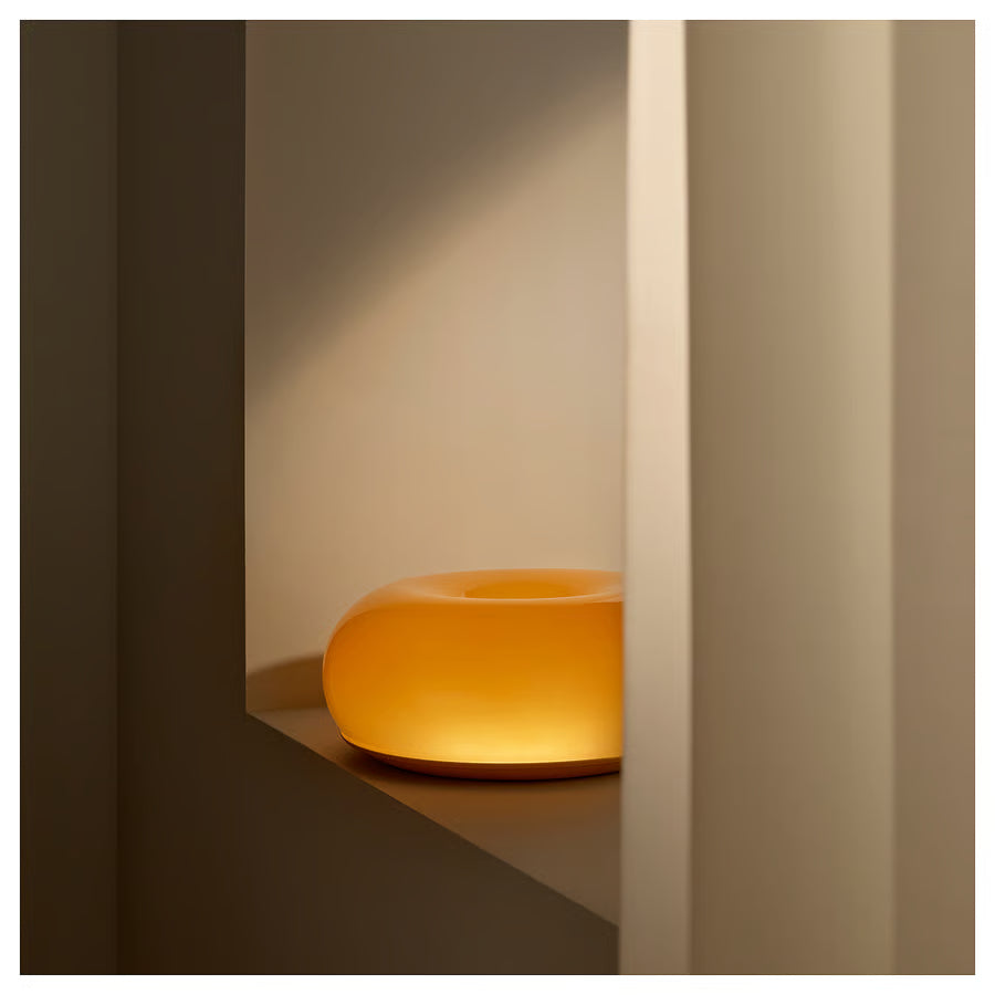 LED table/wall lamp, orange glass/round, 30 cm (12 ")