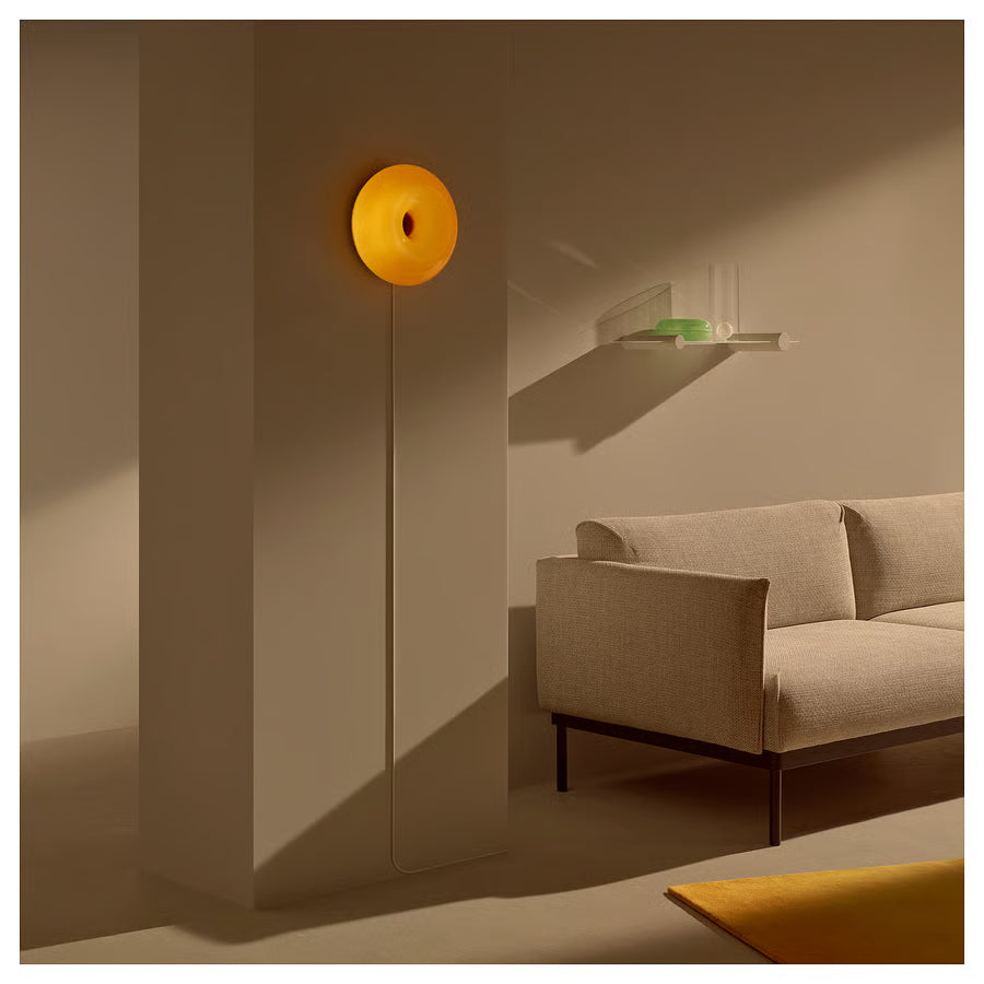 LED table/wall lamp, orange glass/round, 30 cm (12 ")