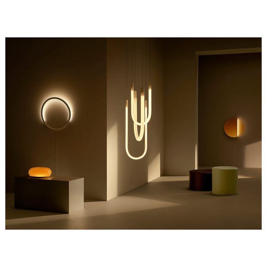 LED table/wall lamp, orange glass/round, 30 cm (12 ")